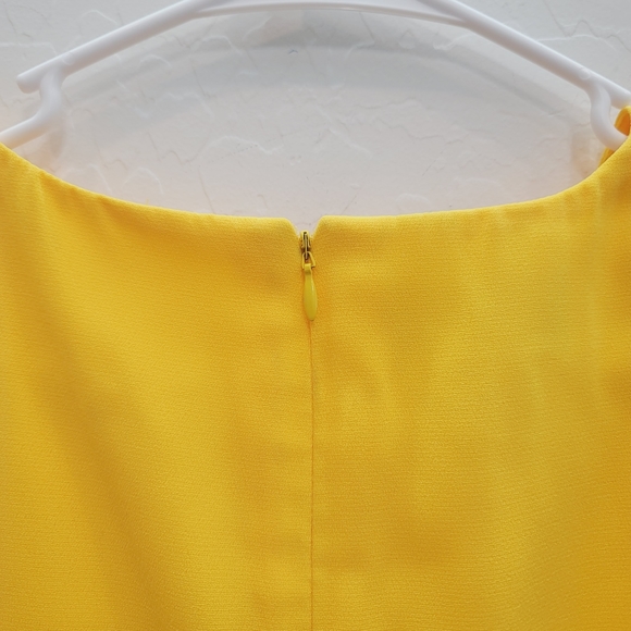 💕 Metro Style Yellow Cap Sleeves Mini Sheath Dress Women's Size 6 Petite - Picture 3 of 10